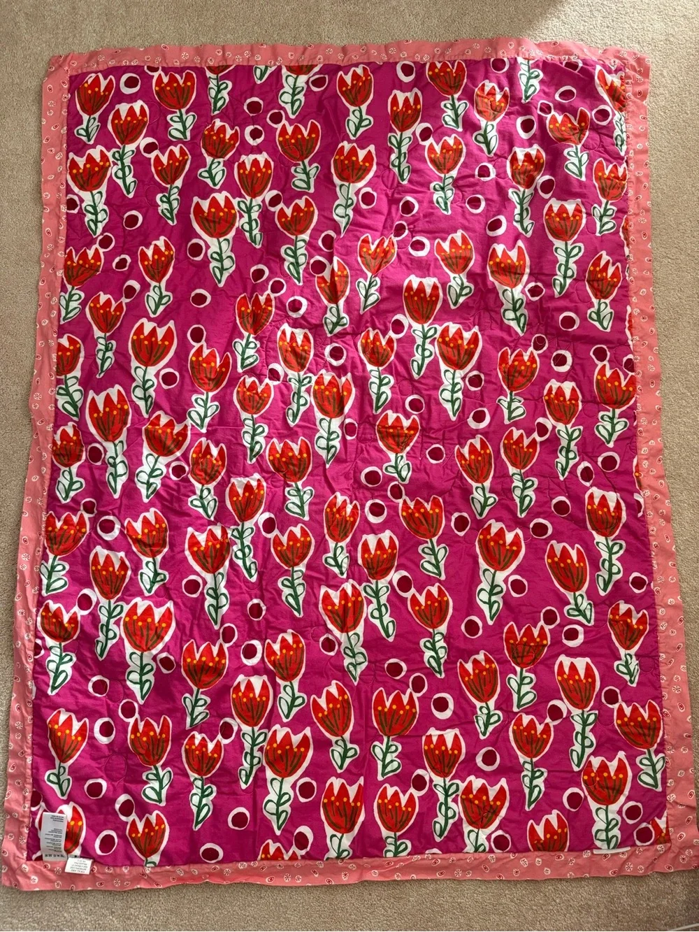 Anthropologie Isabelle Floral Animal Pattern Toddler Quilt